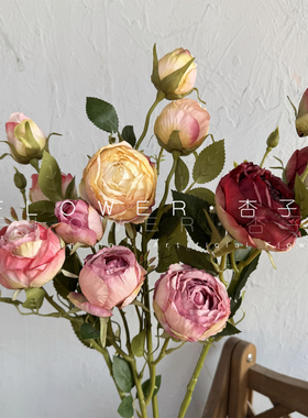 法式 玫瑰花仿真花家居装饰餐桌花摆件装饰花摄影道具手拿拍照花