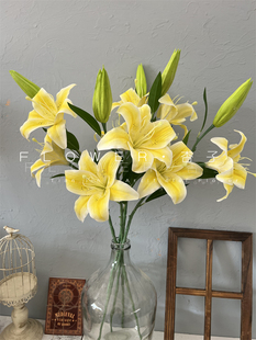 超大枝黄天霸3D打印大头百合花仿真花假花家居摆放教师节新娘手捧