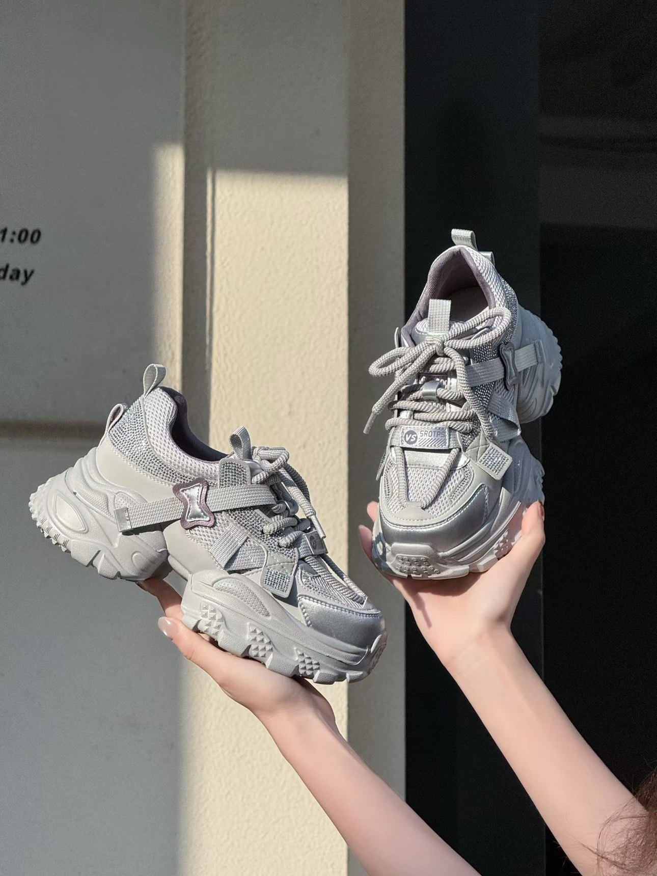 真皮松糕厚底老爹鞋女2026新款透气网面鞋百搭防滑软底休闲运动鞋,女鞋,时尚休闲鞋,淘宝优惠券,粉丝福利购,淘宝优惠卷