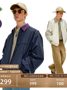 NOTHOMME户外Teflon三防细格纹理撞色翻领复古底特律夹克外套
