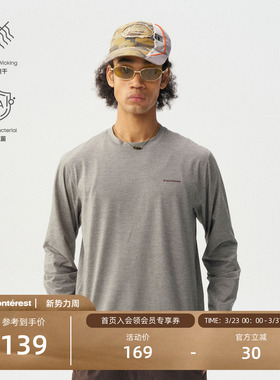 瞬时山野Monterest户外3A抗菌吸湿速干阳离子运动宽松Logo长袖T恤