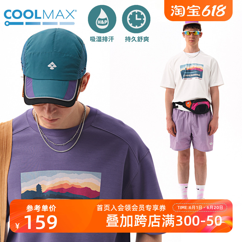 NOTHOMME COOLMAX山系水系露营吸湿透气西湖印花宽松短袖T恤男