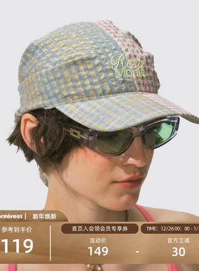 瞬时山野Monterest户外复古清新刺绣棒球帽帽檐帽顶拼接头巾帽