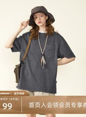 NOTHOMME 凉感抗菌280g重磅潮牌夏基础口袋纯色宽松短袖T恤男