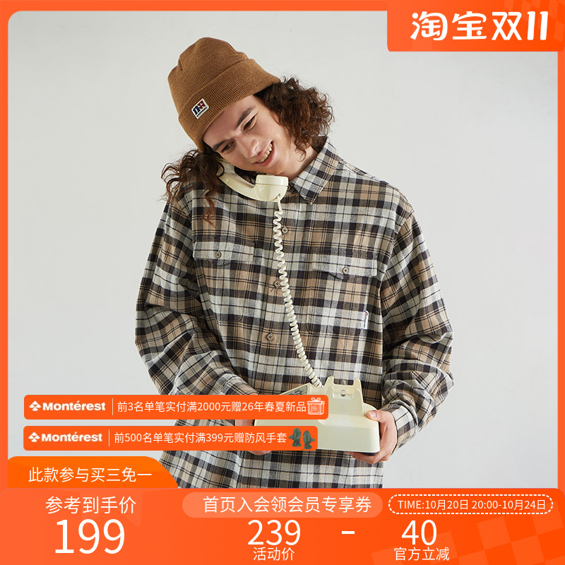 NOTHOMME日系复古长袖格纹衬衫
