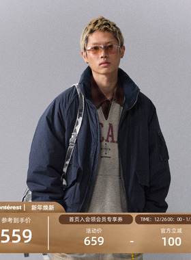 瞬时山野Monterest户外复古立领洗水宽松廓形工装黑标P棉棉服外套