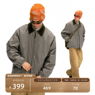 NOTHOMME户外秋冬复古巴恩风格 夹克棉服男 纹保暖棉衣宽松翻领猎装