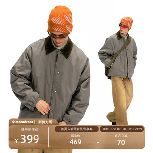 NOTHOMME户外秋冬复古巴恩风格 夹克棉服男 纹保暖棉衣宽松翻领猎装