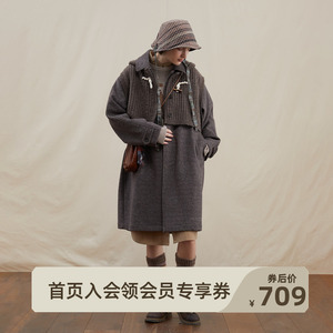 NOTHOMME 山系秋冬宽松针织马甲中长款50%羊毛呢大衣外套两件套