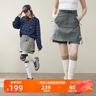NOTHOMME 裙女 純色A字短裙寬松假兩件褲 輕量戶外露營(yíng)抽繩短褲