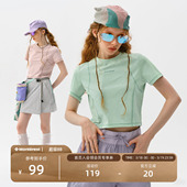 瞬时山野Monterest户外吸湿速干原纱5A抗菌LOGO印花运动短袖 T恤女