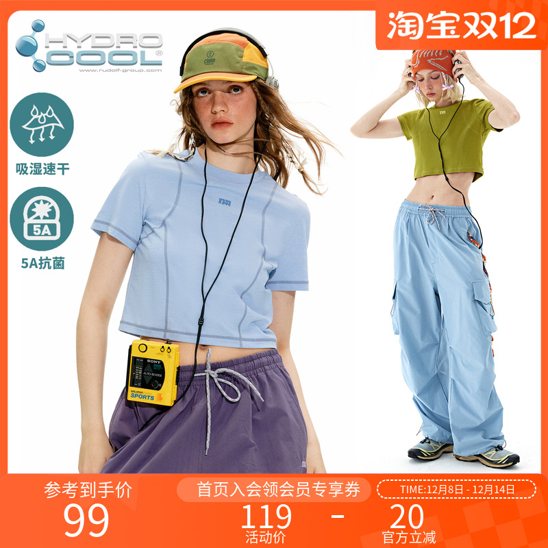 NOTHOMME 5A抗菌户外吸湿速干夏季短款LOGO印花运动短袖T恤女