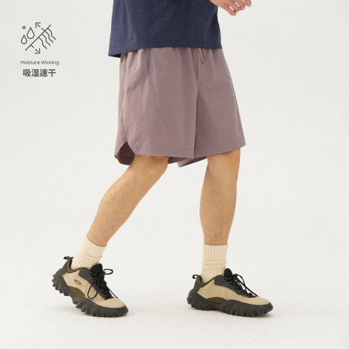 瞬时山野Monterest户外吸湿速干拼接网布轻量弹力运动休闲短裤男