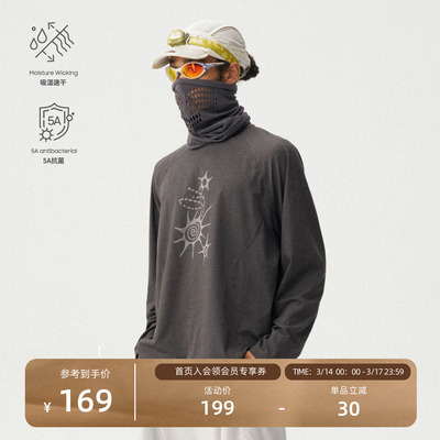 瞬时山野华夫格阳离子印花长袖T