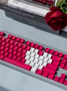 红色爱心情侣一键倾心渐变机械键盘键帽87键68客制化pbt透光OEM