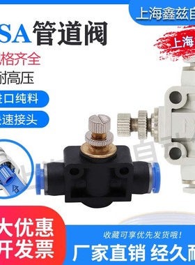 快速接头快插管道型白色蓝色调速阀限流阀LSA4/6/8/10/12/14/16