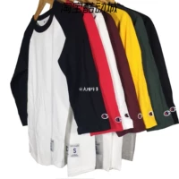 American Champion cơ bản bảy điểm tay áo đôi mẫu cotton cổ tròn khâu áo thun ngắn tay cho nam và nữ - Áo phông thể thao áo thun tanktop nam