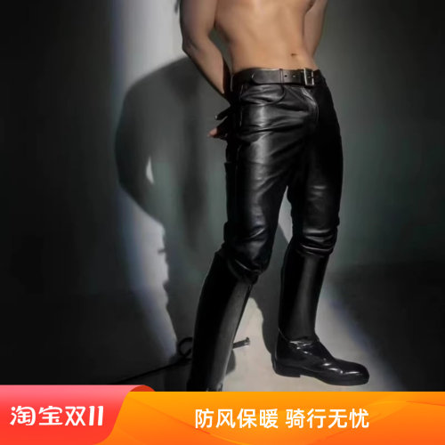 男生弹力紧身秋冬保暖皮裤
