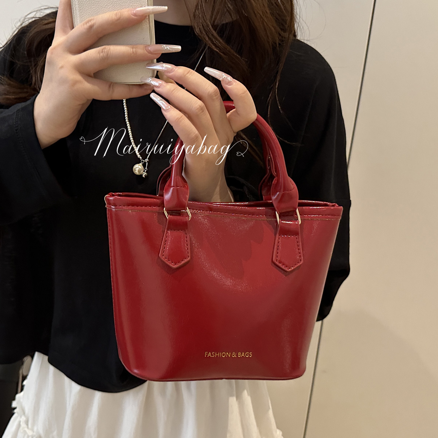 时尚百搭复古小众质感手提水桶包