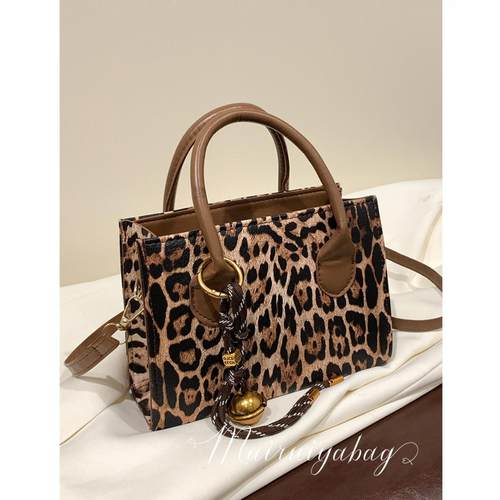 麦瑞雅复古豹纹手提通勤小方包