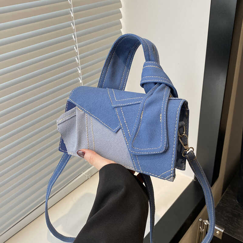 麦瑞雅简约牛仔布手提质感小方包