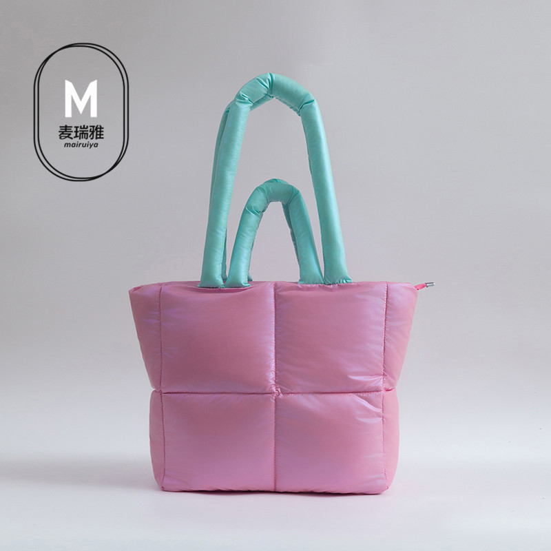 菱格质感撞色原创流行新款托特包