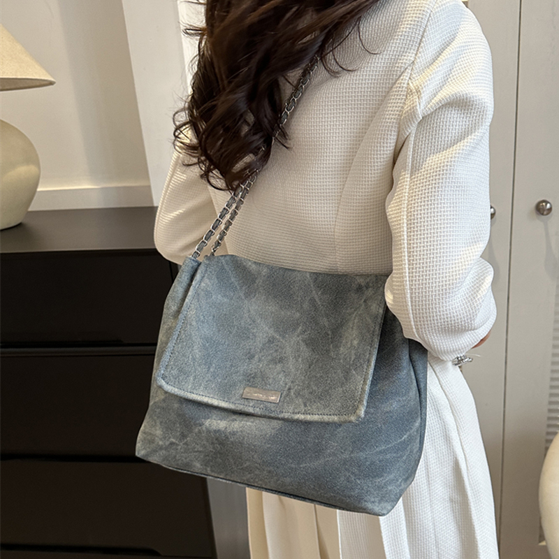 麦瑞雅仿牛仔时尚链条单肩托特包
