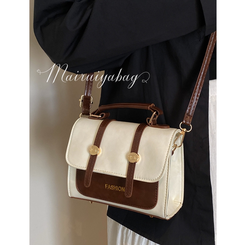 复古高级感撞色上班通勤小方包