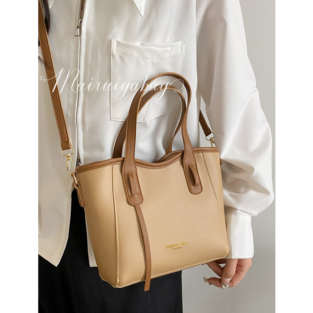 高级感撞色洋气百搭手提水桶包