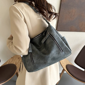 韩国包包女2023新款 潮复古双拉链机车托特包百搭大容量单肩斜挎包