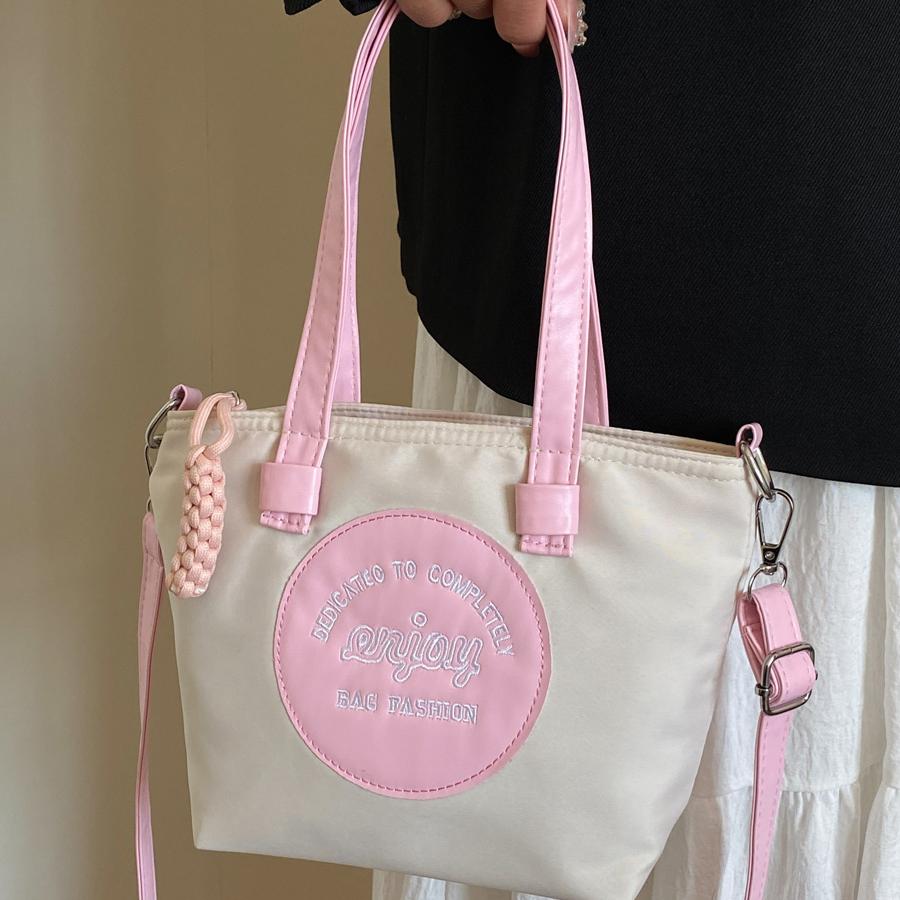 撞色百搭ins尼龙布时尚水桶包