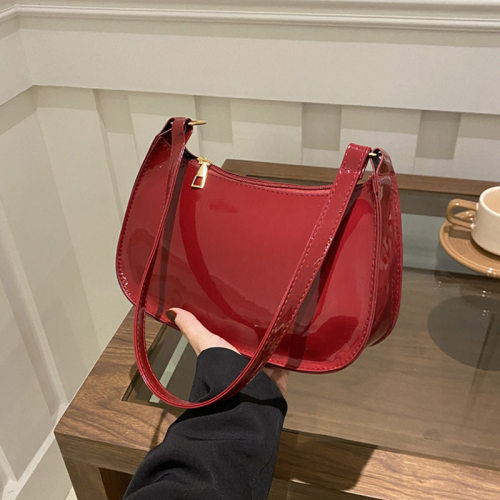 麦瑞雅法棍包复古手提漆皮腋下包