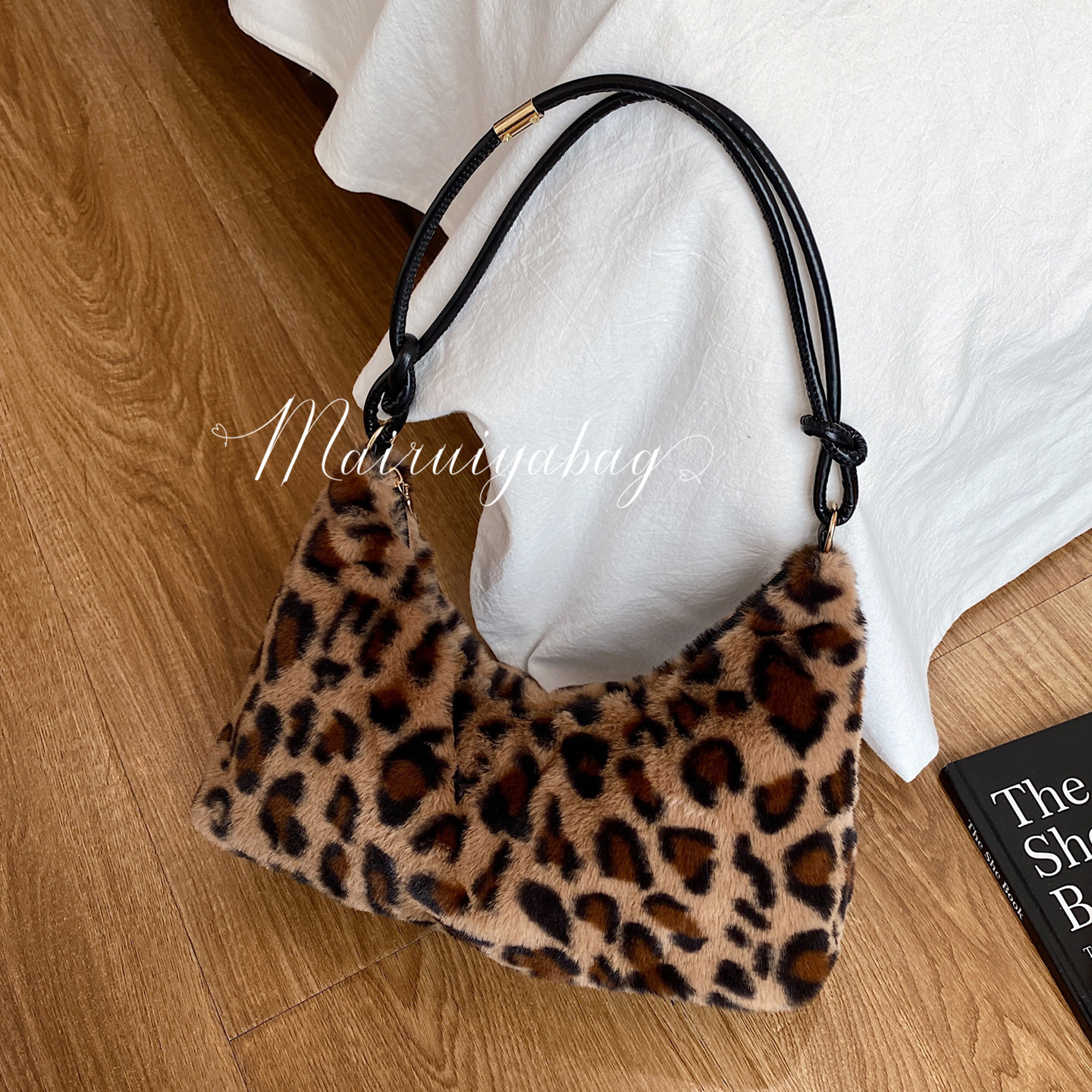 时髦豹纹腋下时尚百搭复古托特包