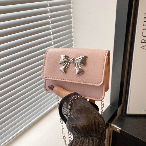 麦瑞雅蝴蝶结斜挎链条口红小方包