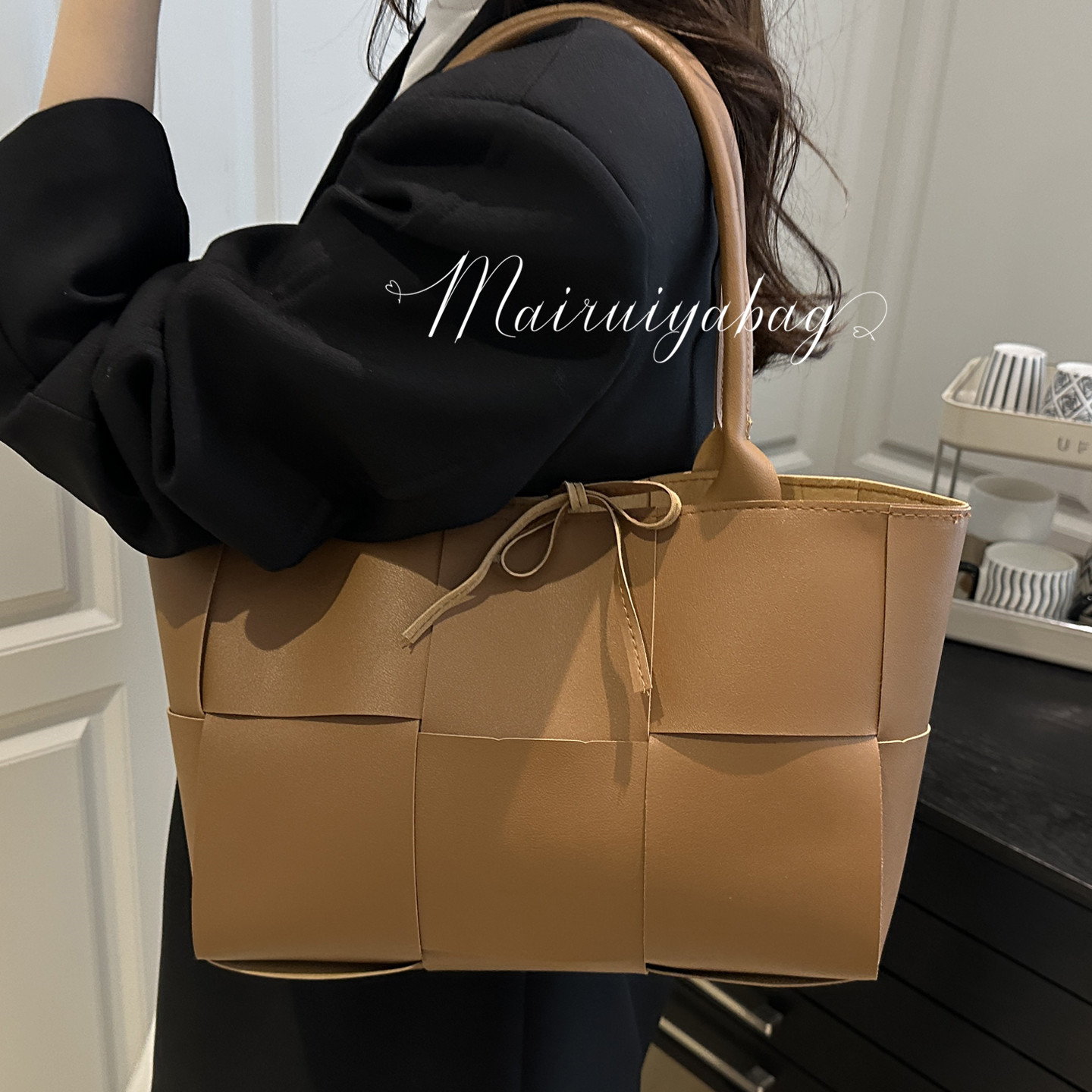 大容量编织子母时尚通勤托特包