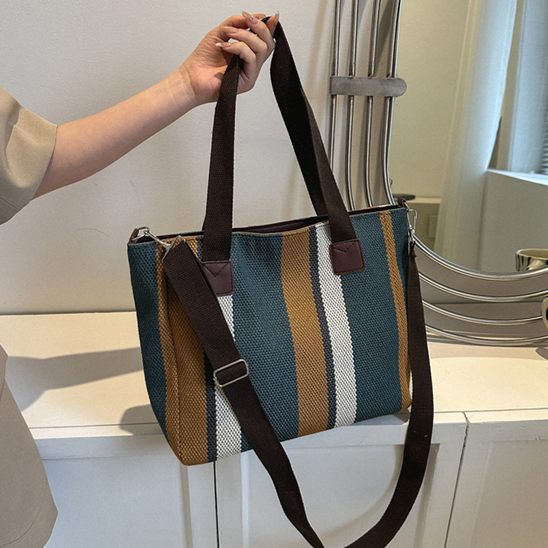 麦瑞雅条纹风上课装书包帆布袋