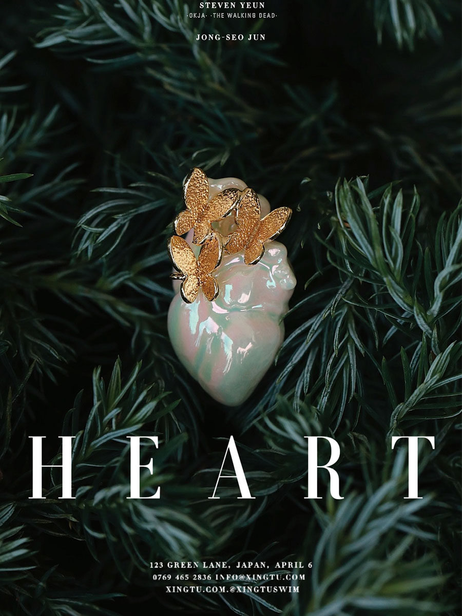 yihe 墙裂推荐原创设计【我的心】个性心脏蝴蝶陶瓷炫彩925银耳钉