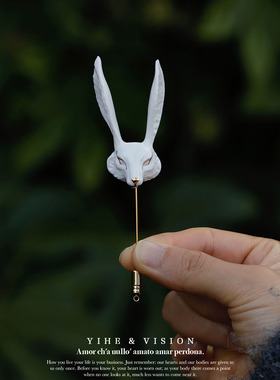 YIHE 原创设计【寐狐】独特小众有腔调白金手绘陶瓷狐狸胸针男女