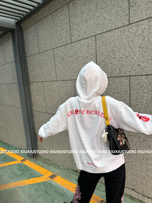 xiuziustudio 自主新款舌头印花休闲复古宽松卫衣连帽衫潮男女