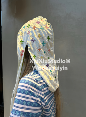 XX自主刺绣彩色绣花满天星仿真丝双面美式潮流嘻哈durag头巾头饰