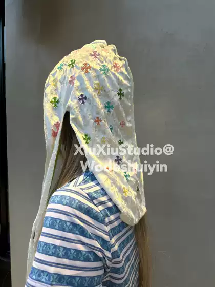Xx Self-Embroidered Colorful Starry Sky Faux Silk Double-Sided American Trendy Hip-Hop Durag Headscarf Headwear