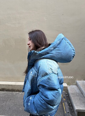 【XIuXIUSTUDIO】2026新款美式宽松休闲百搭仿牛仔羽绒服外套女