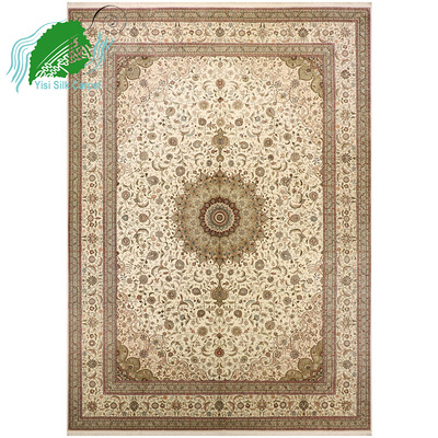 手工打结欧式风客厅波斯真丝地毯