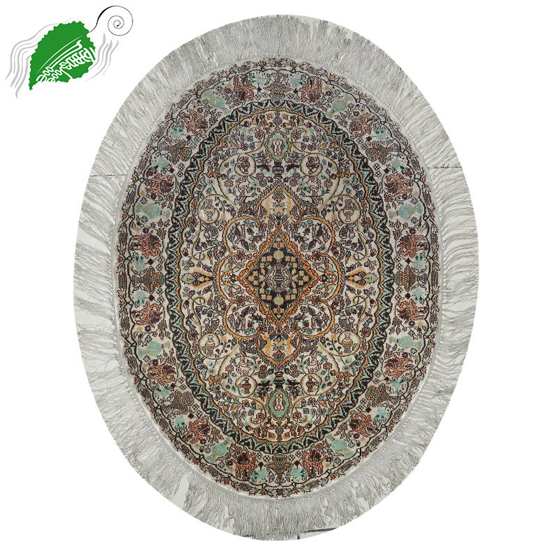 亿丝 欧美手工真丝地毯椭圆形46&times;61cm客厅卧室书房家用波斯挂毯