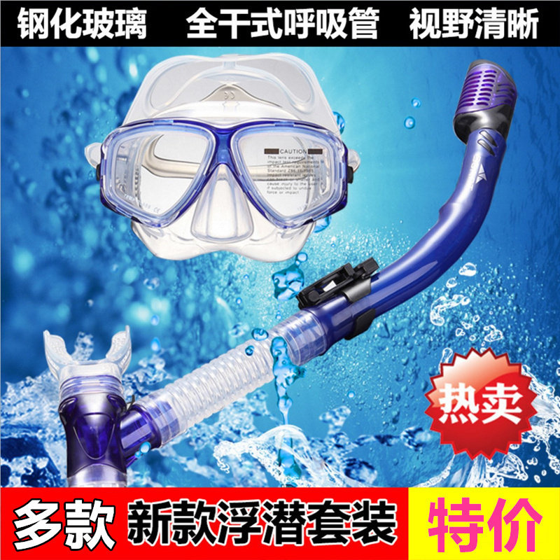 浮潜三宝套装 防水面罩平光潜水镜全干式呼吸管成人儿童游泳装备