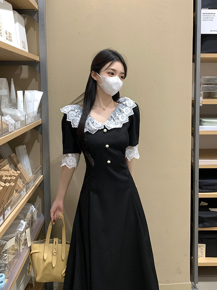 夏季裙子甜美显瘦高腰蕾丝连衣裙连衣裙