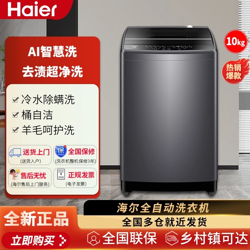 Haier/海尔 EB100M30Pro1大容量全自动10公斤家用租房波轮洗衣机