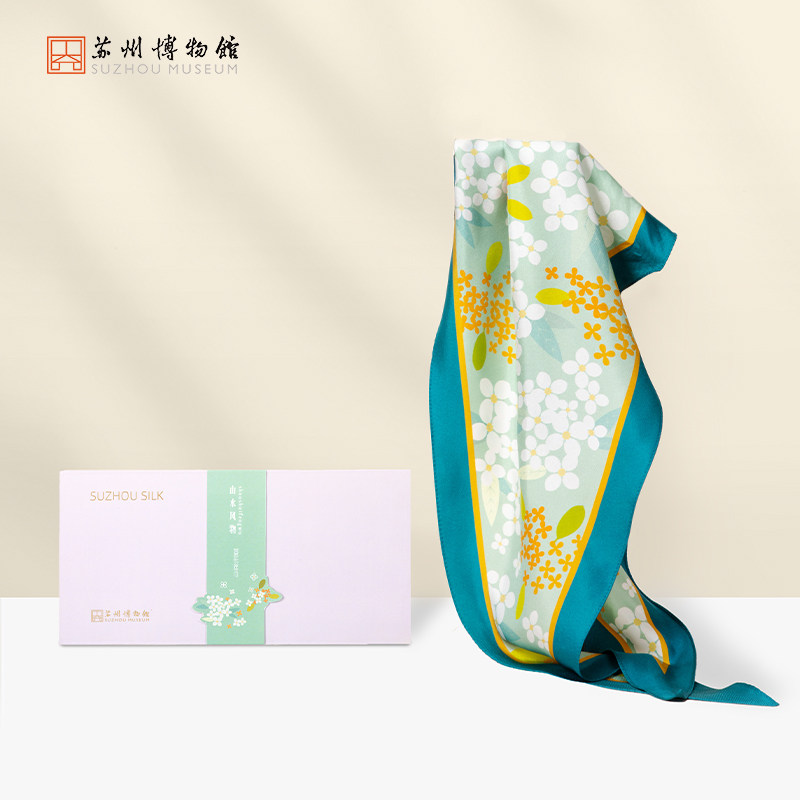 苏州博物馆山水风物菱形丝巾