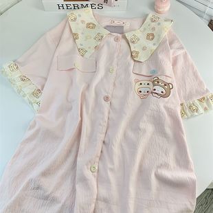 睡衣女夏季 甜美可爱轻松熊短袖 2025新款 薄款 外穿 短裤 家居服套装