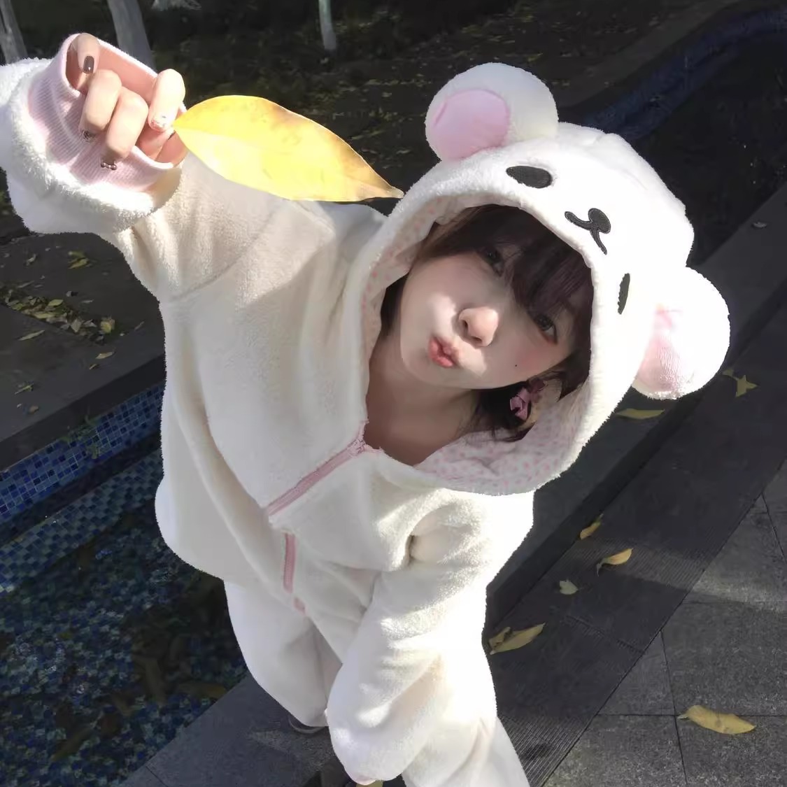 日系可爱小熊睡衣女款秋冬